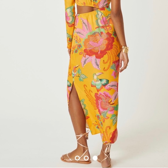 FARM RIO x Anthropologie Floral single one Shoulder Yellow Orange Dress Size XS - Picture 5 of 16